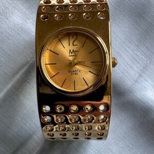 MT Gold Bangle Watch with Stud Accents